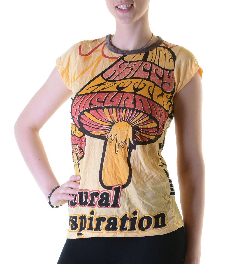 Kunst Und Magie 70er Retro Top Sure WEED Magic Mushroom Psy Goa T-Shirt Girlie Begrenzt auf 3 Tage