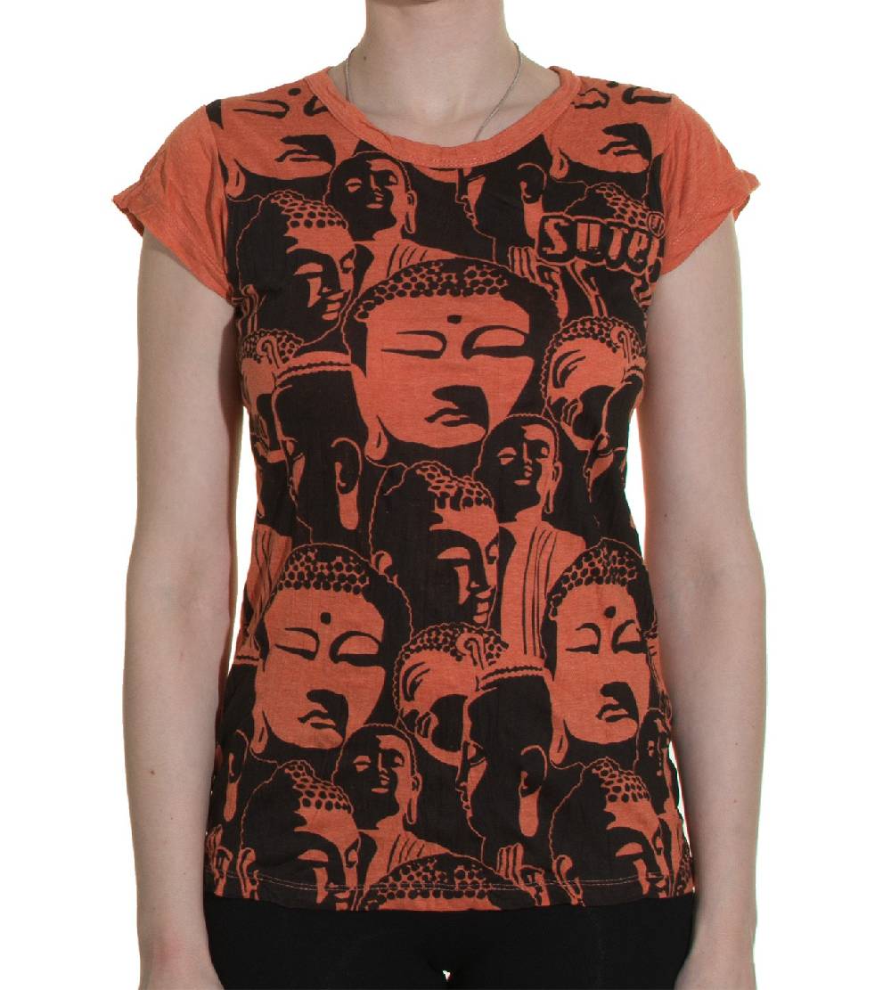 Kunst Und Magie Top Sure Buddha Köpfe 70er Retro T-Shirt Hippie Goa Verkauf