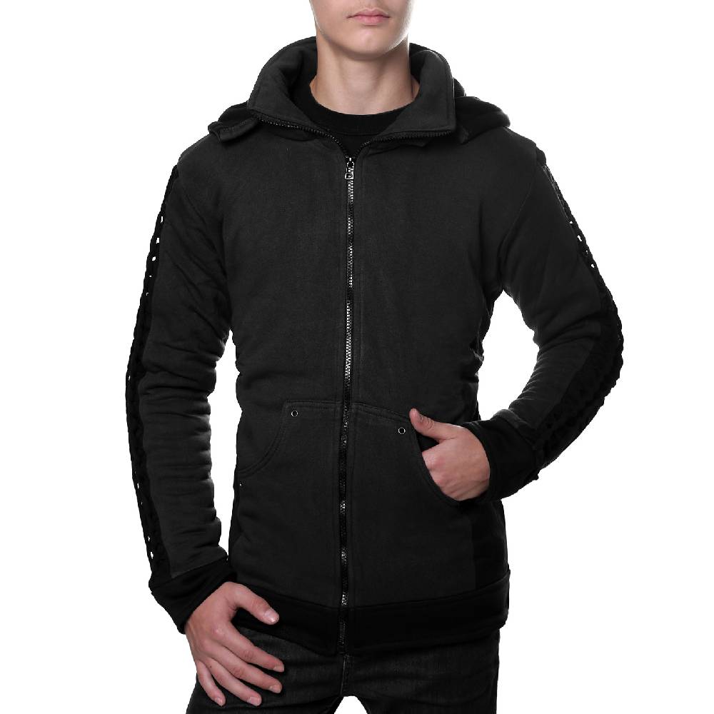 Kunst Und Magie Kunst und Magie Herren Goajacke aus Baumwolle mit Fleecefutter, Kapuze und Schnürungen Medieval Flash Sale