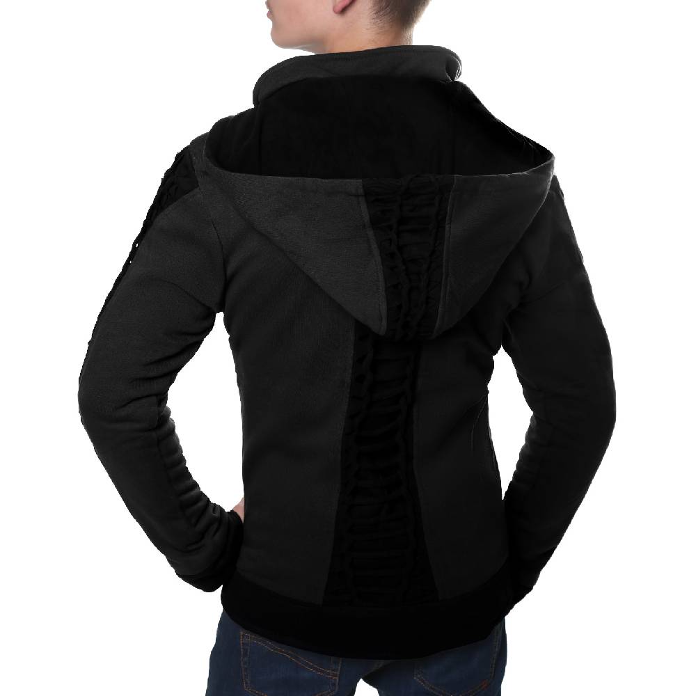 Kunst Und Magie Kunst und Magie Herren Goajacke aus Baumwolle mit Fleecefutter, Kapuze und Schnürungen Medieval Flash Sale