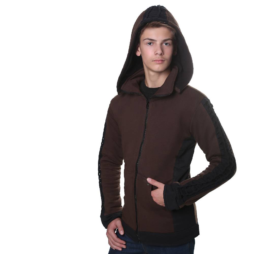 Kunst Und Magie Kunst und Magie Herren Goajacke aus Baumwolle mit Fleecefutter, Kapuze und Schnürungen Medieval Flash Sale
