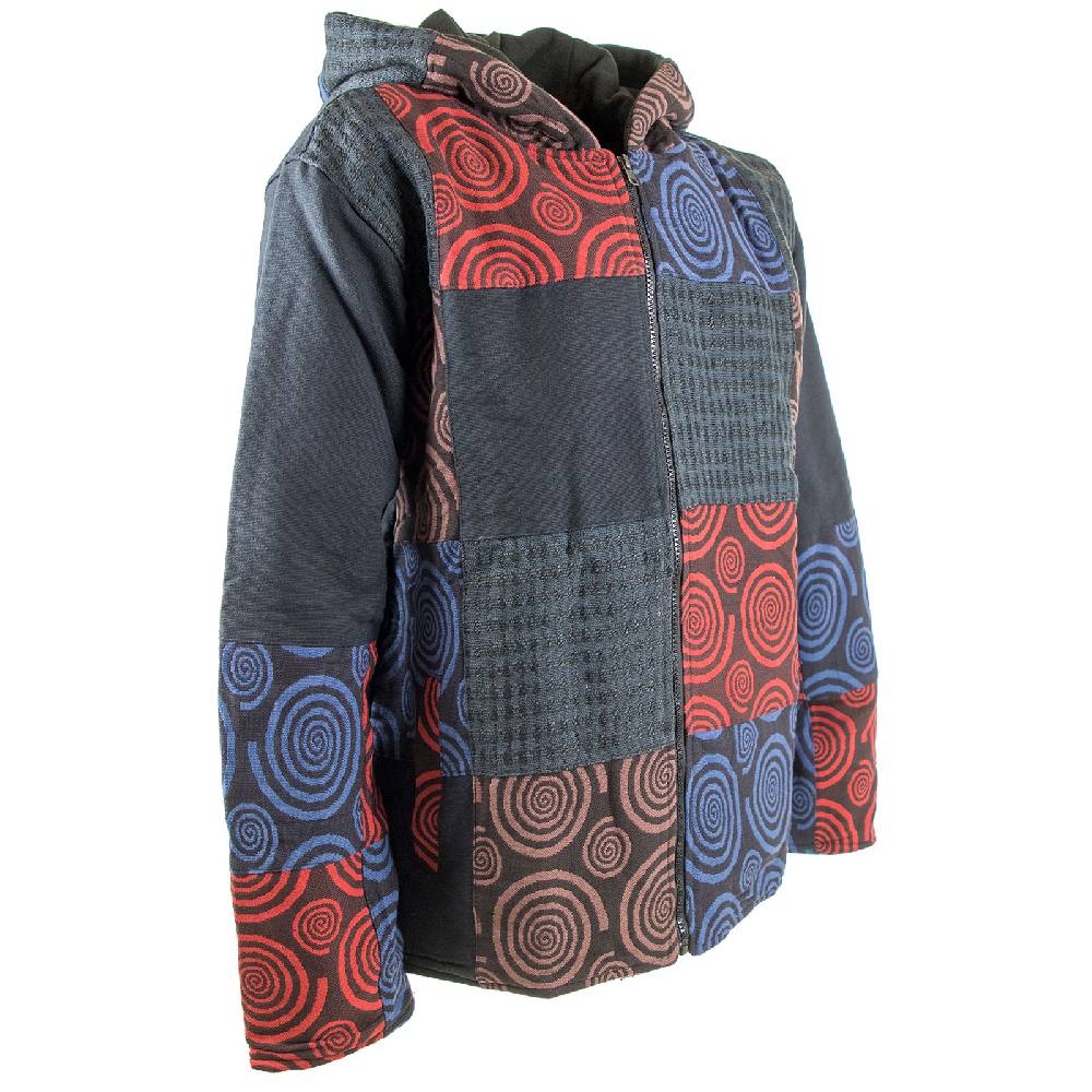 Kunst Und Magie Kunst und Magie Herren Patchwork Jacke mit Kapuze Begrenztes Angebot