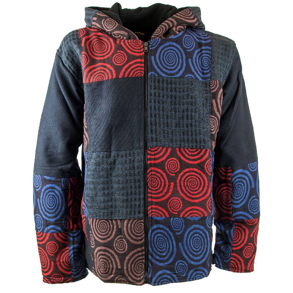 Kunst Und Magie Kunst und Magie Herren Patchwork Jacke mit Kapuze Begrenztes Angebot