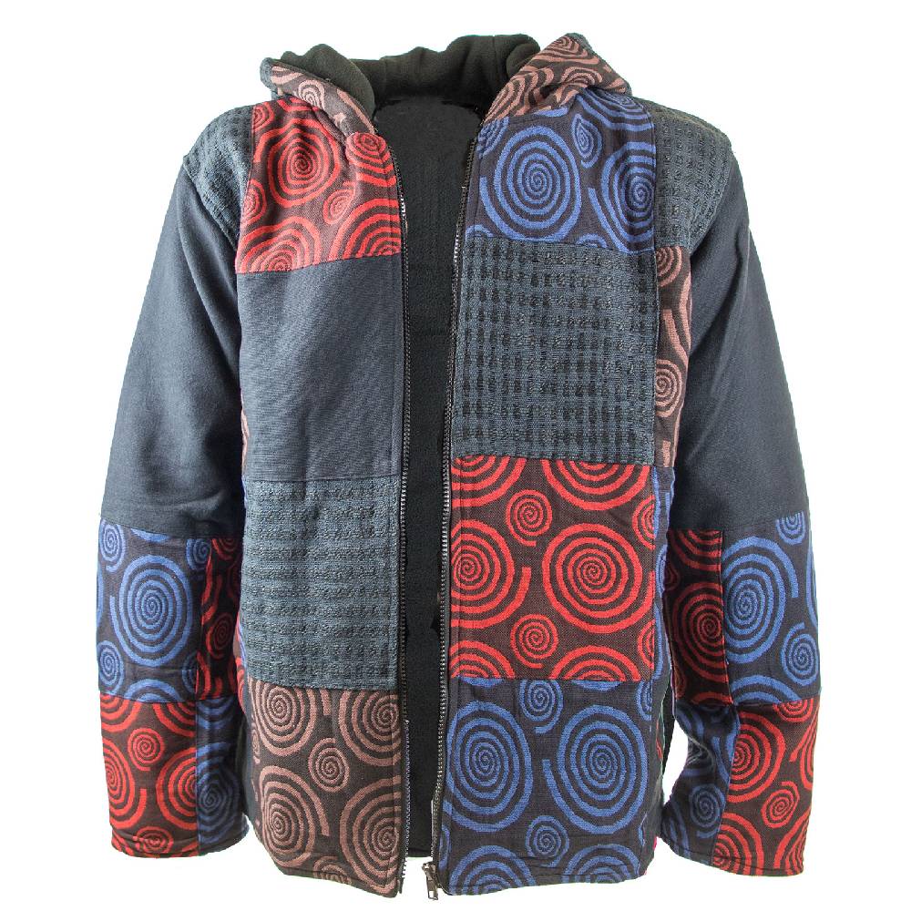 Kunst Und Magie Kunst und Magie Herren Patchwork Jacke mit Kapuze Begrenztes Angebot