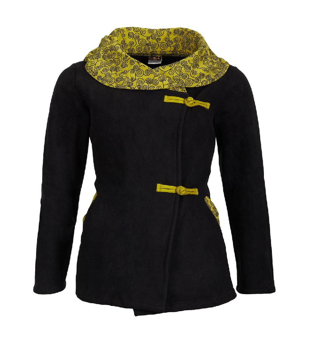 Kunst Und Magie Fleecejacke mit farbigem Kragen Goa Psy Hippie - Boho Damen Jacke Exklusivangebot