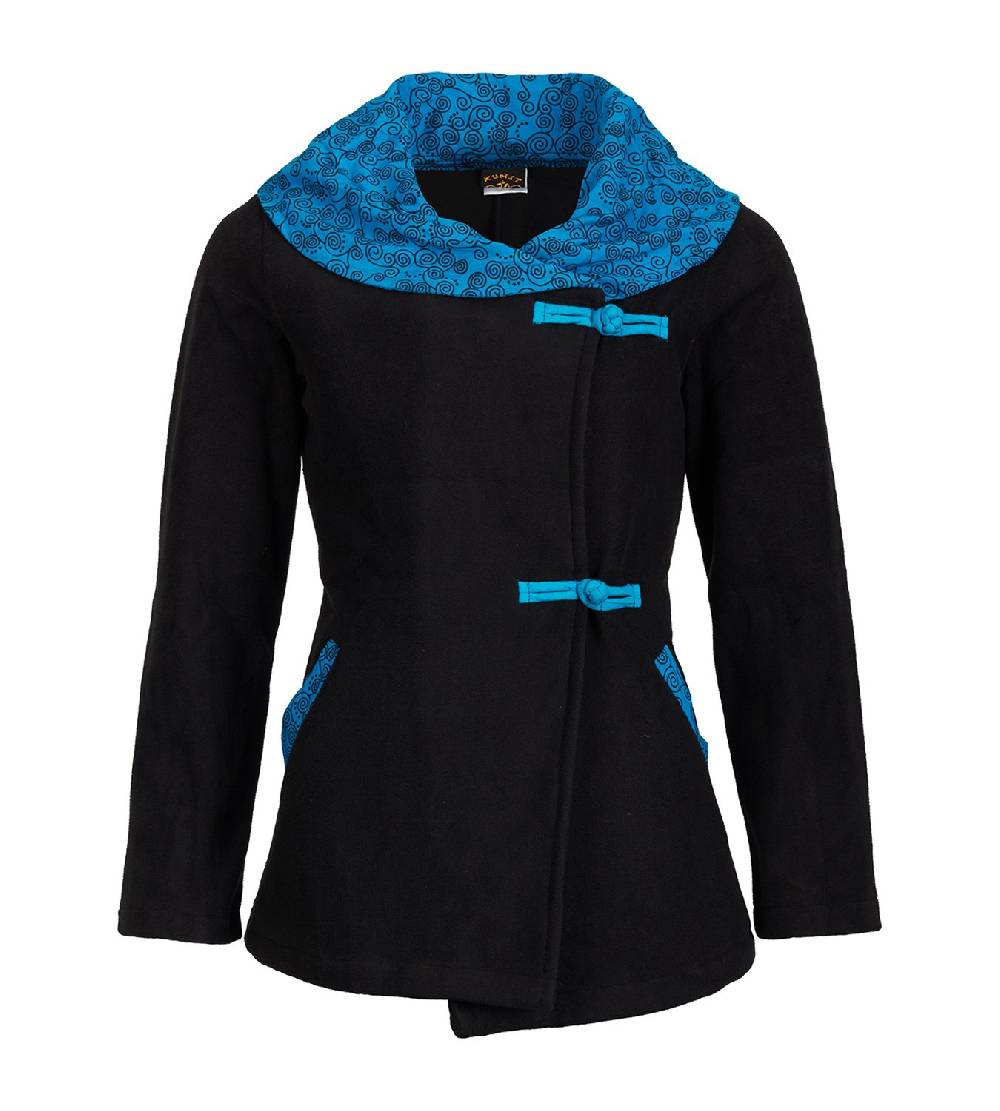 Kunst Und Magie Fleecejacke mit farbigem Kragen Goa Psy Hippie - Boho Damen Jacke Exklusivangebot