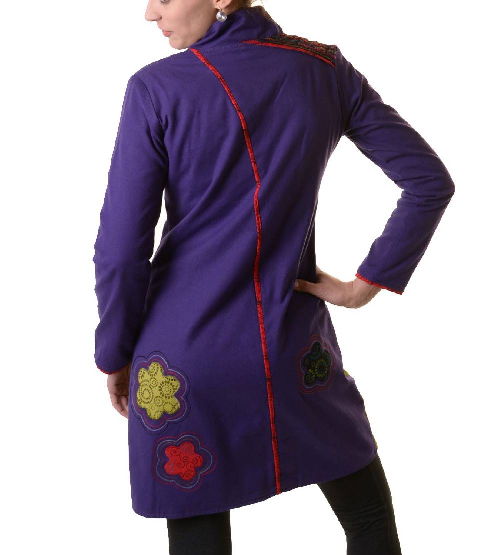 Kunst Und Magie Bohojacke Damenjacke Goa Psy Hippie mit bunter Blumenstickerei Saisonschlussverkauf