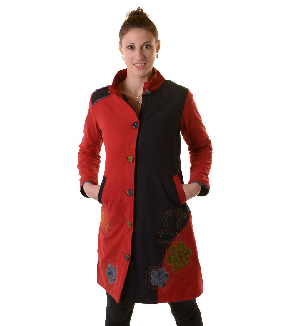 Kunst Und Magie Bohojacke Damenjacke Goa Psy Hippie mit bunter Blumenstickerei Saisonschlussverkauf