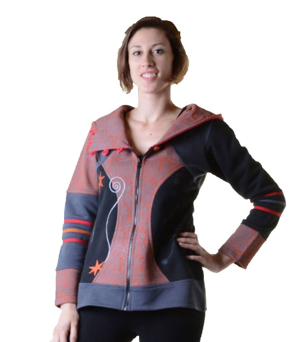 Kunst Und Magie Sweatjacke mit Zipfelkapuze Goa Elfe Psy Hippie Fraggle Cyber Monday