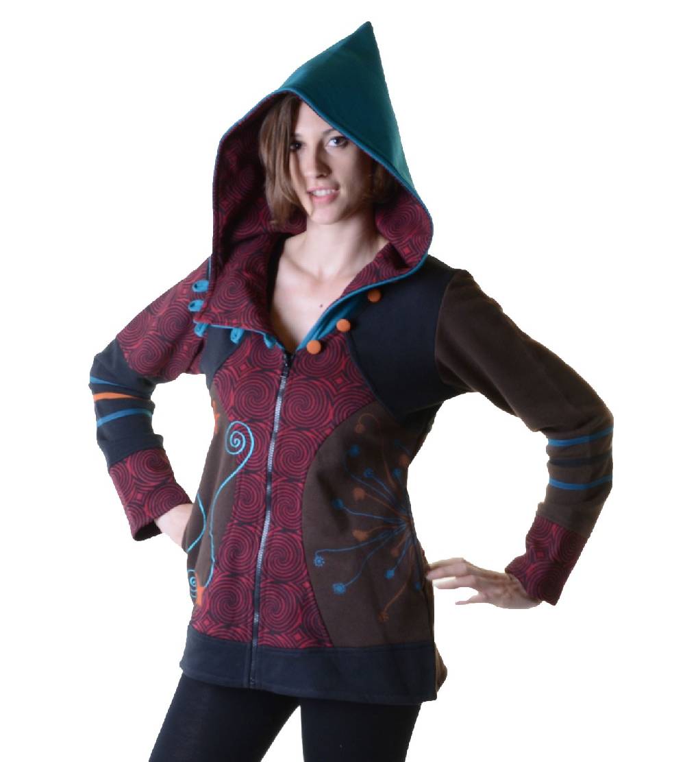 Kunst Und Magie Sweatjacke mit Zipfelkapuze Goa Elfe Psy Hippie Fraggle Cyber Monday