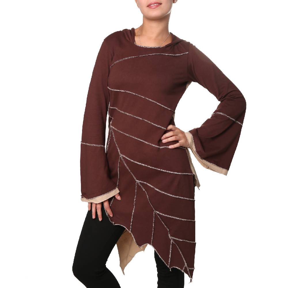 Kunst Und Magie Kunst und Magie Zipfeliges Kleid in Blattform mit Zipfelkapuze Fairy Goa Pixie Osterangebot