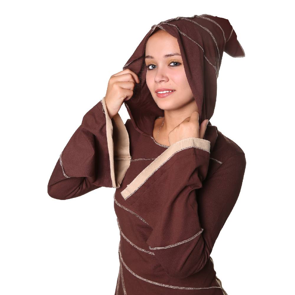 Kunst Und Magie Kunst und Magie Zipfeliges Kleid in Blattform mit Zipfelkapuze Fairy Goa Pixie Osterangebot