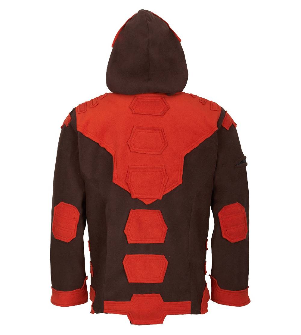 Kunst Und Magie Kunst und Magie Herren Goajacke Fleece Fleecejacke mit Futuristischen Patches Muttertagsangebot