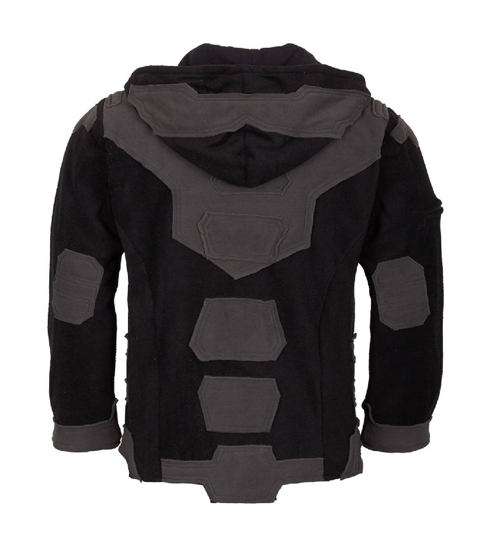 Kunst Und Magie Kunst und Magie Herren Goajacke Fleece Fleecejacke mit Futuristischen Patches Muttertagsangebot