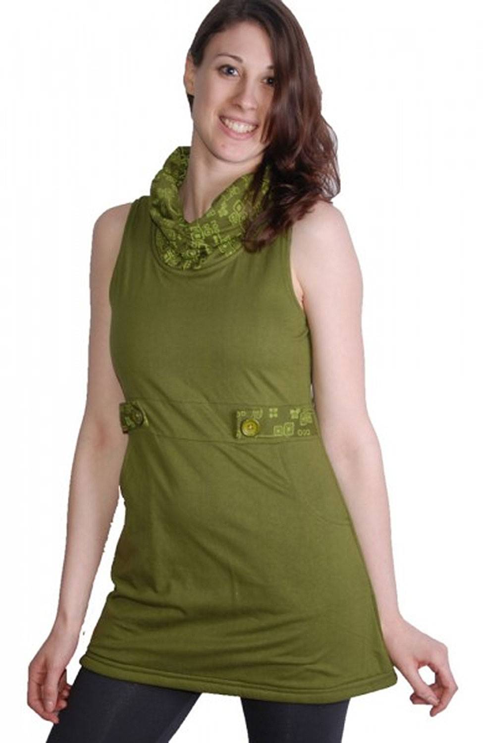 Kunst Und Magie Boho Tunika Minikleid Longshirt mit Rollkragen grün Neueste Mode