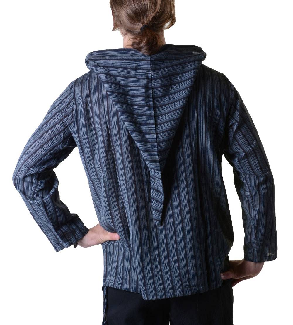Kunst Und Magie Gestreiftes Fischerhemd Kurtha Überzieher Hemd Poncho Mittelalter mit Zipfelkapuze Wochenangebot