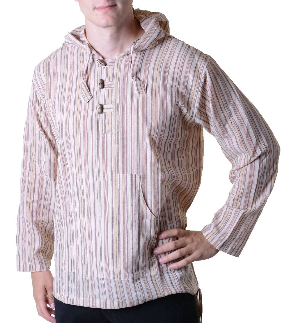 Kunst Und Magie Gestreiftes Fischerhemd Kurtha Überzieher Hemd Poncho Mittelalter mit Zipfelkapuze Wochenangebot