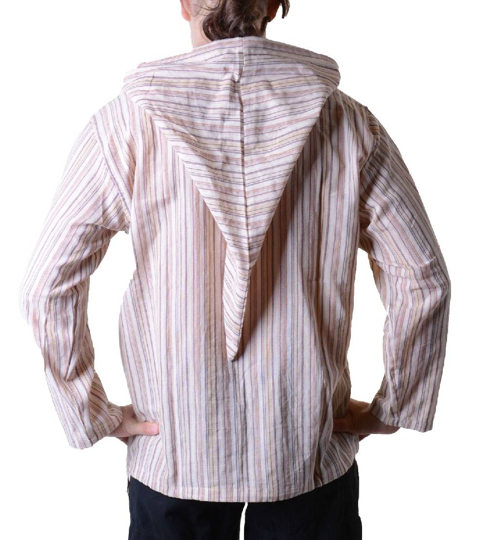 Kunst Und Magie Gestreiftes Fischerhemd Kurtha Überzieher Hemd Poncho Mittelalter mit Zipfelkapuze Wochenangebot