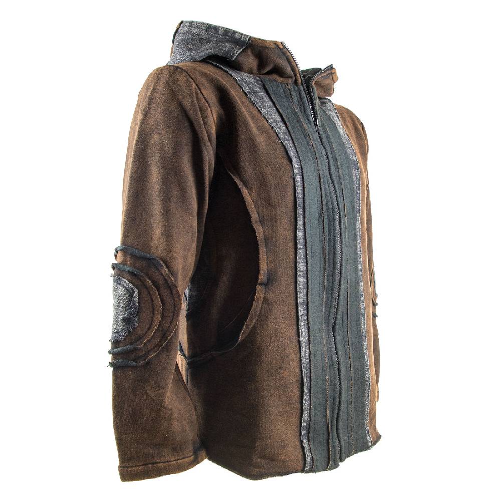 Kunst Und Magie Kunst und Magie Herren Goajacke Stonewashesd aus Baumwolle mit Zipfelkapuze Begrenzte Freigabe