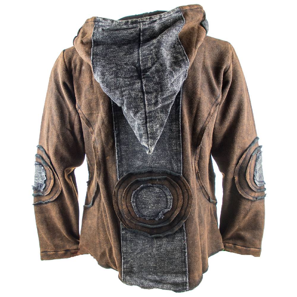 Kunst Und Magie Kunst und Magie Herren Goajacke Stonewashesd aus Baumwolle mit Zipfelkapuze Begrenzte Freigabe