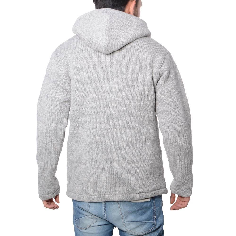 Kunst Und Magie Herren Strickjacke Wolle Jacke mit warmen Fleecefutter Kapuze Schafs Schurwolle JETZT KAUFEN