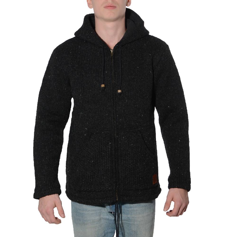 Kunst Und Magie Herren Strickjacke Wolle Jacke mit warmen Fleecefutter Kapuze Schafs Schurwolle JETZT KAUFEN
