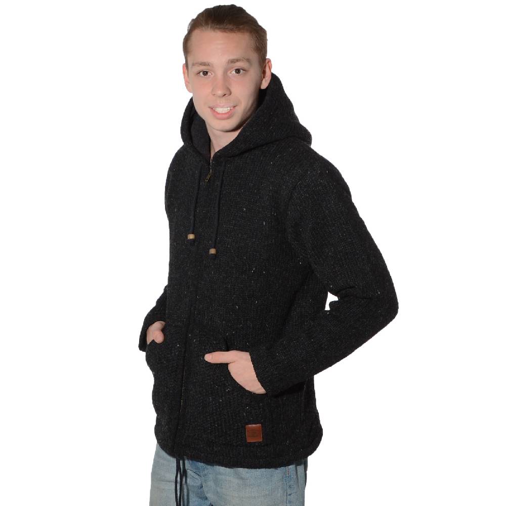 Kunst Und Magie Herren Strickjacke Wolle Jacke mit warmen Fleecefutter Kapuze Schafs Schurwolle JETZT KAUFEN