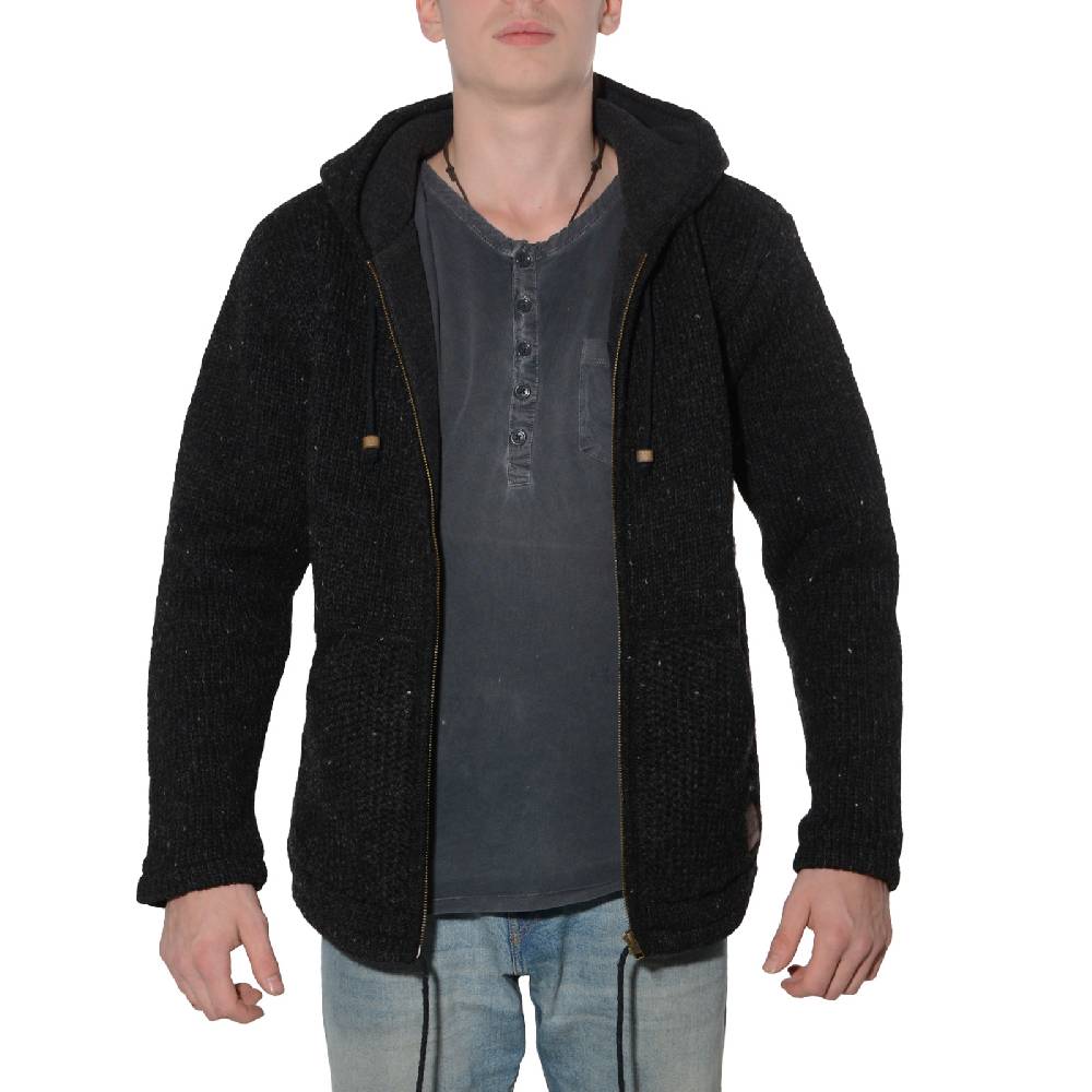 Kunst Und Magie Herren Strickjacke Wolle Jacke mit warmen Fleecefutter Kapuze Schafs Schurwolle JETZT KAUFEN
