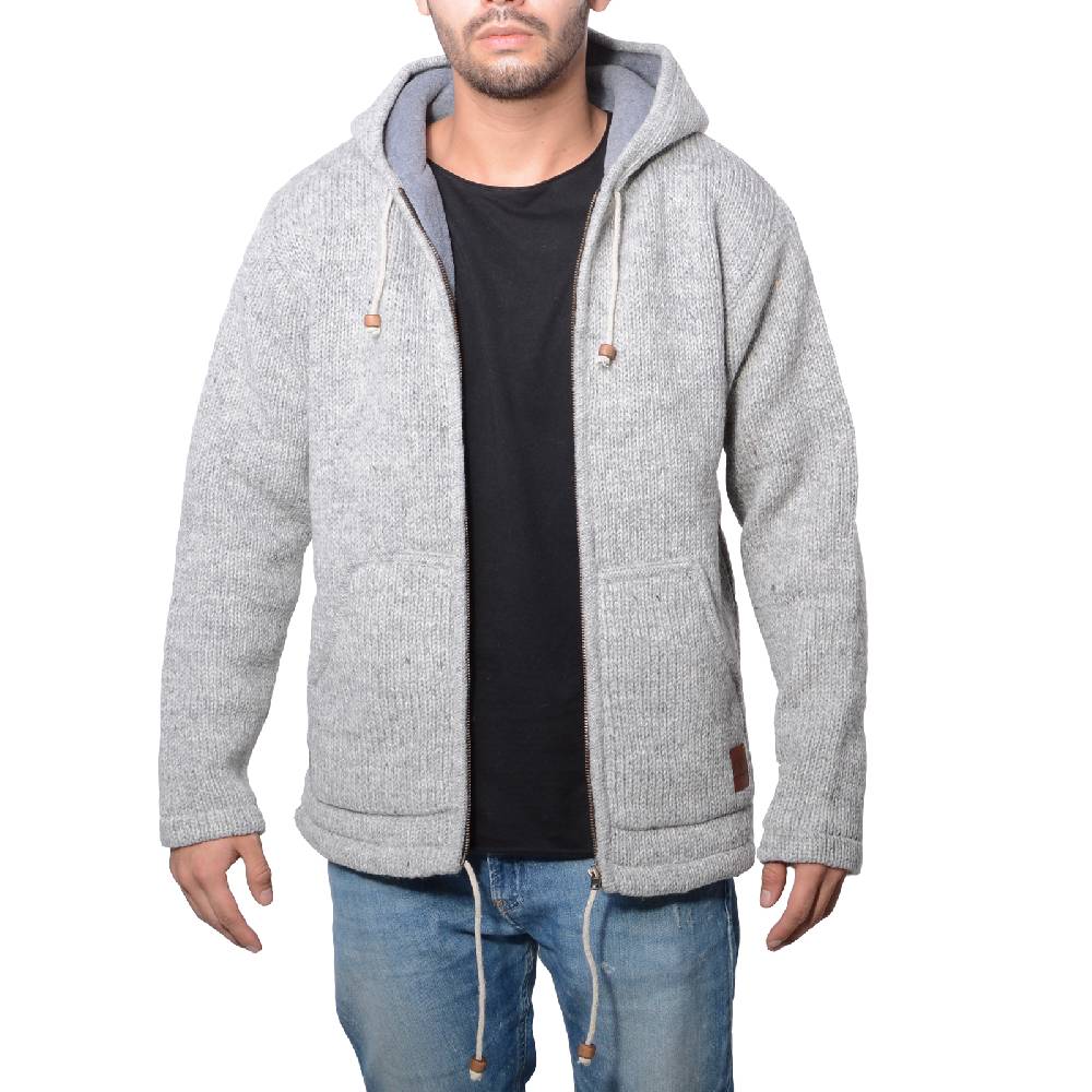 Kunst Und Magie Herren Strickjacke Wolle Jacke mit warmen Fleecefutter und Kapuze von Kunst und Magie Letzte 2 Tage