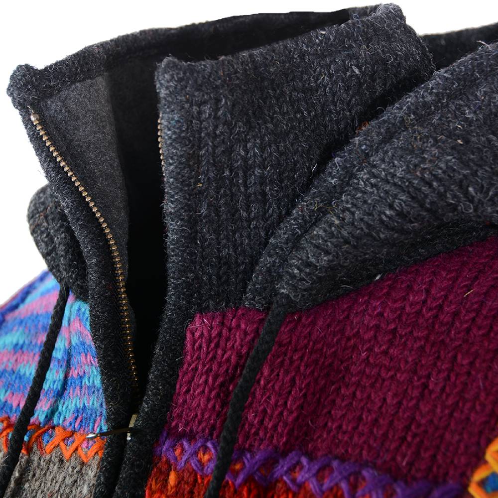 Kunst Und Magie Kunst und Magie Damen Bunte Patchwork Strickjacke mit Zipfelkapuze Bis zu 60% Rabatt