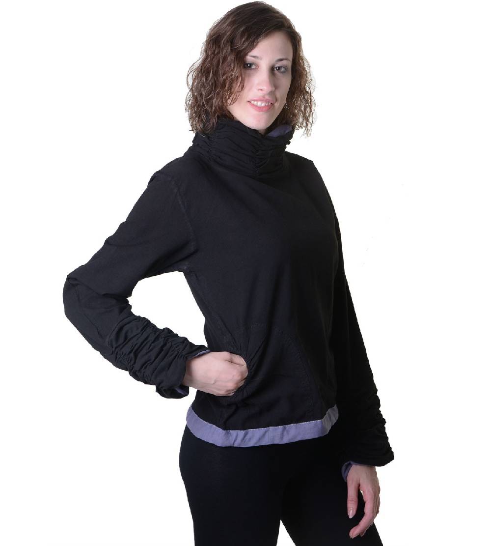 Kunst Und Magie Damen Pullover aus Baumwolle im Rollkragen Rüschen-Look - Hippie Oberteil Nur noch ein Tag übrig