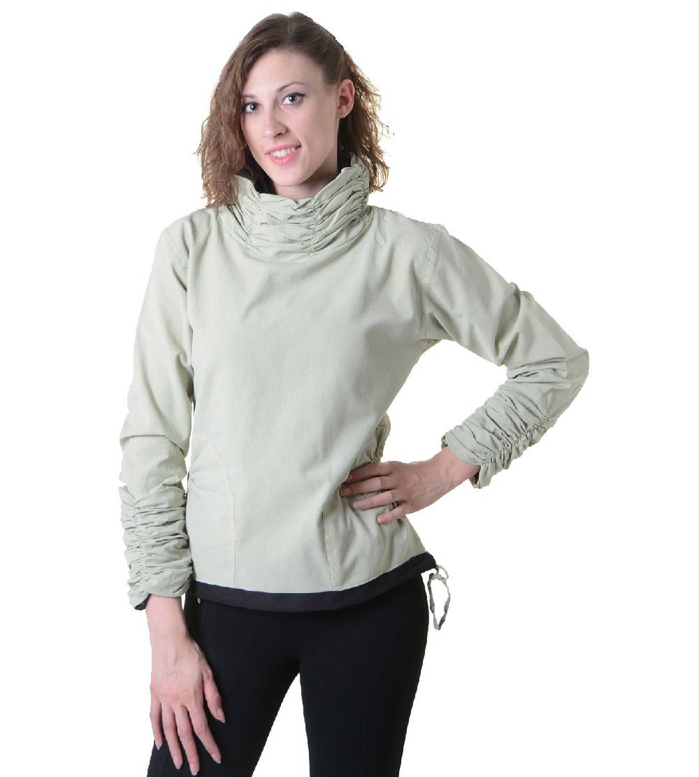 Kunst Und Magie Damen Pullover aus Baumwolle im Rollkragen Rüschen-Look - Hippie Oberteil Nur noch ein Tag übrig