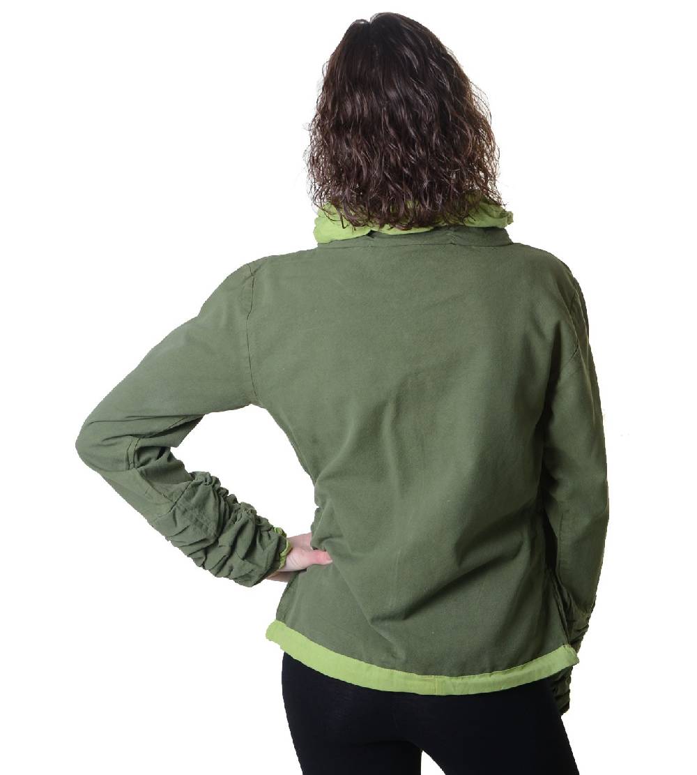 Kunst Und Magie Damen Sweatjacke aus Baumwolle im ausgefallenen Rüschen-Look mit Reißverschluss Riesige Rabatte