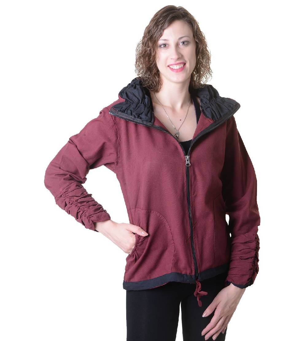 Kunst Und Magie Damen Sweatjacke aus Baumwolle im ausgefallenen Rüschen-Look mit Reißverschluss Riesige Rabatte