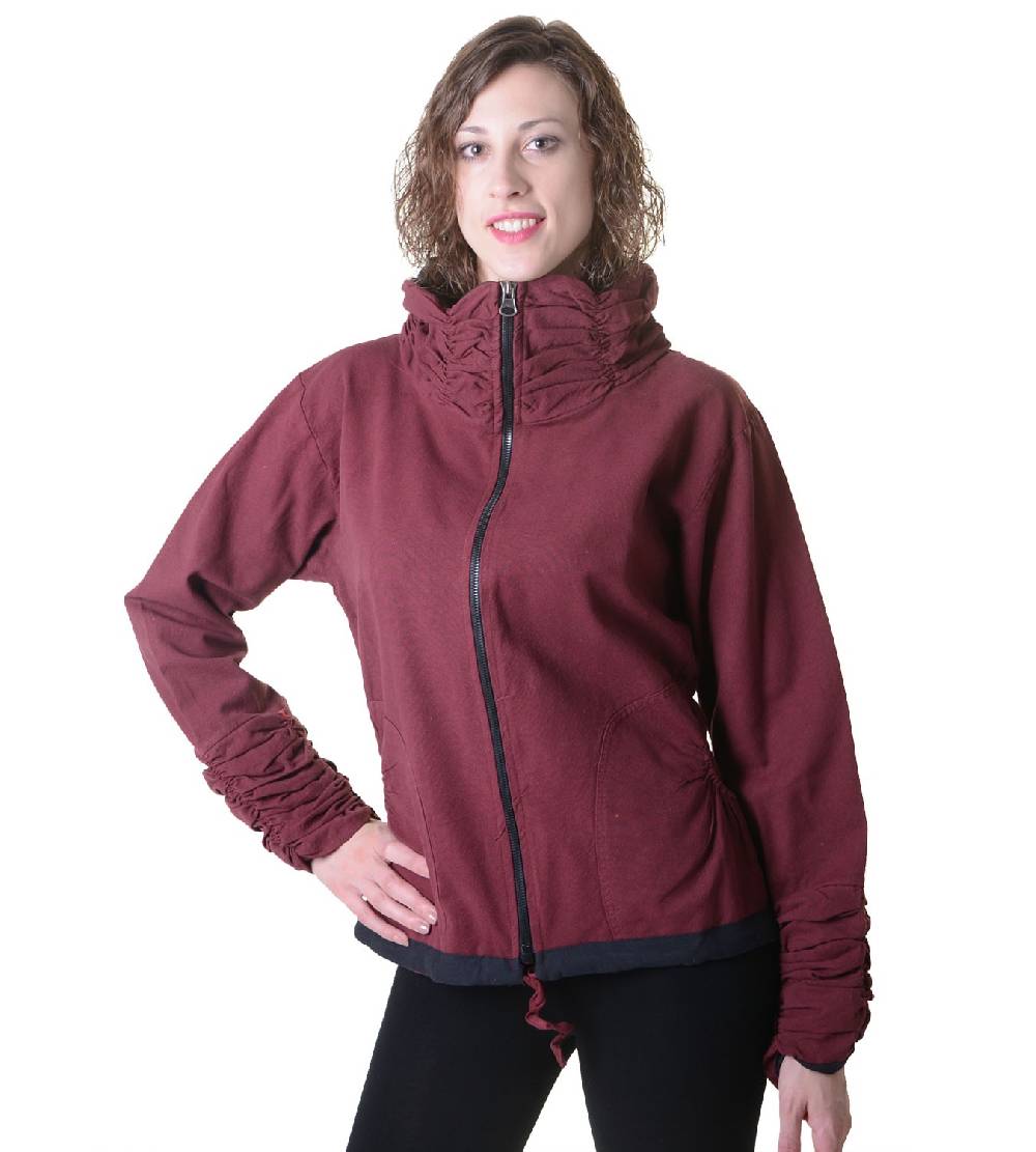 Kunst Und Magie Damen Sweatjacke aus Baumwolle im ausgefallenen Rüschen-Look mit Reißverschluss Riesige Rabatte