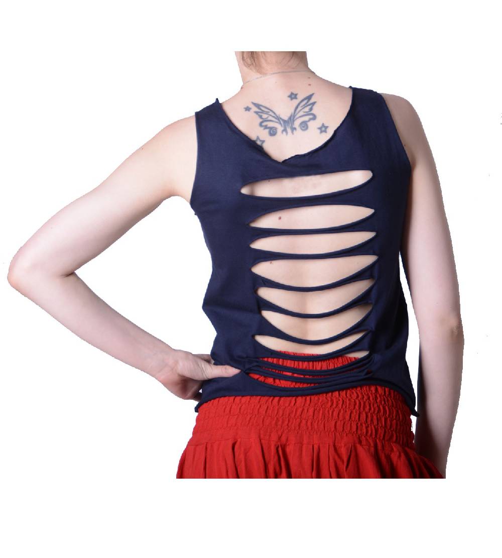 Kunst Und Magie Extravagantes, luftiges Girlie Tank-Top mit Eulenmotiv Sommer Hippie Goa Fabrikladen