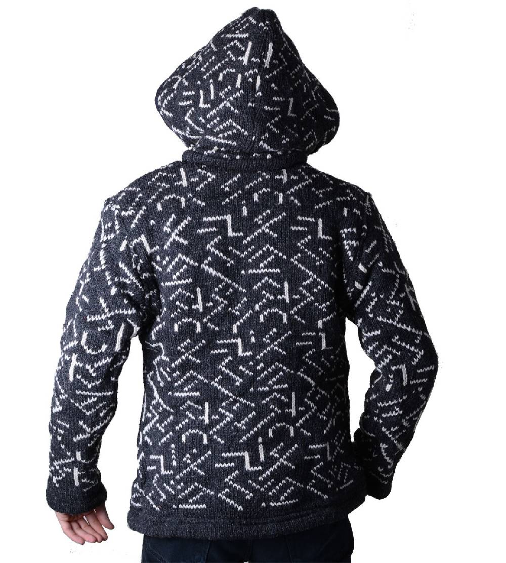 Kunst Und Magie Herren Strickjacke Wolljacke mit Fleecefutter und abnehmbarer Kapuze und Muster Rabatte dieses Monats