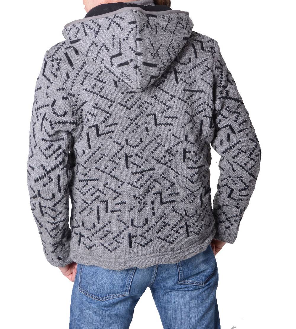 Kunst Und Magie Herren Strickjacke Wolljacke mit Fleecefutter und abnehmbarer Kapuze und Muster Rabatte dieses Monats