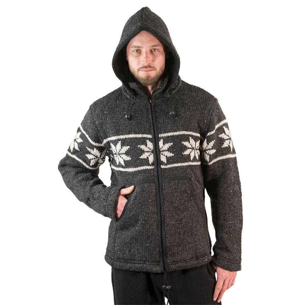 Kunst Und Magie Snowboard Strickjacke Nordisch Wolljacke mit Fleecefutter und abnehmbarer Kapuze Online