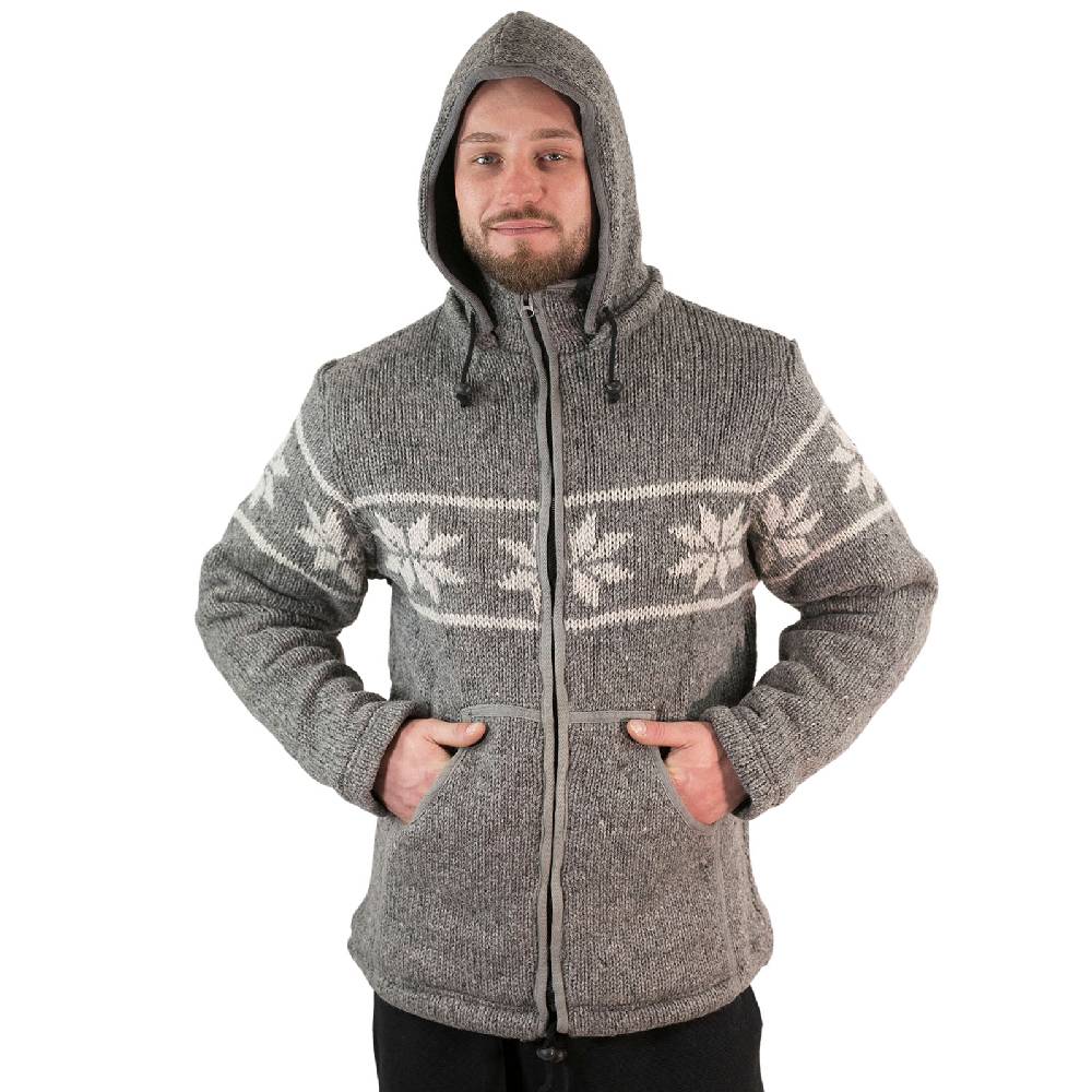 Kunst Und Magie Snowboard Strickjacke Nordisch Wolljacke mit Fleecefutter und abnehmbarer Kapuze Online