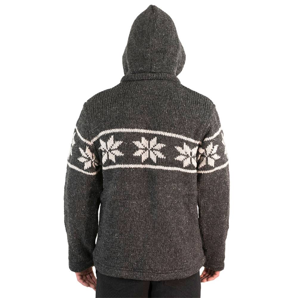 Kunst Und Magie Snowboard Strickjacke Nordisch Wolljacke mit Fleecefutter und abnehmbarer Kapuze Online