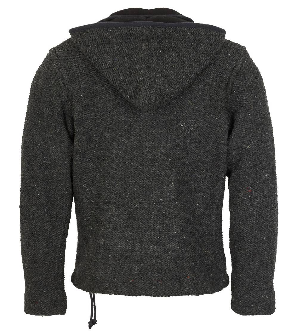 Kunst Und Magie Nepal Strickjacke Pullover Wolle mit Fleecefutter und Kapuze Baja Hippie Outlet