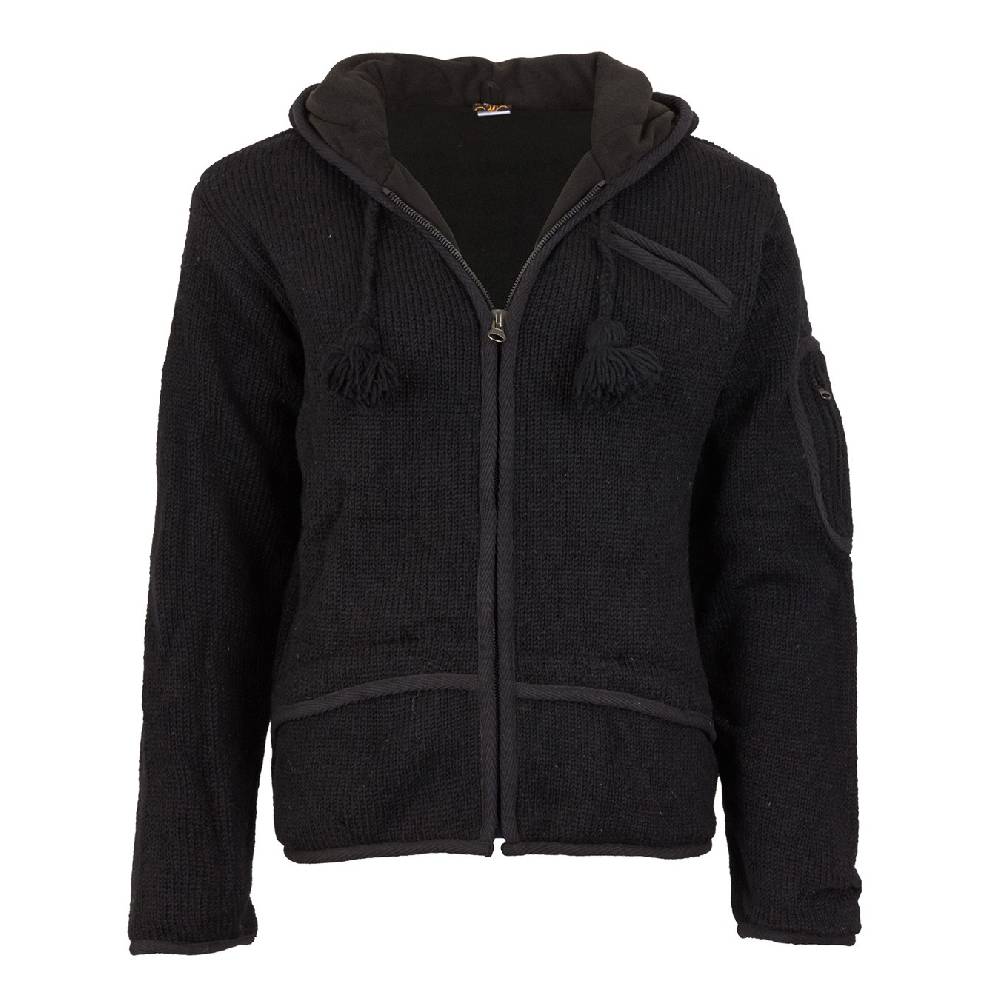 Kunst Und Magie Herren Strickjacke Wolljacke mit Fleecefutter und langer Zipfelkapuze Auslauf