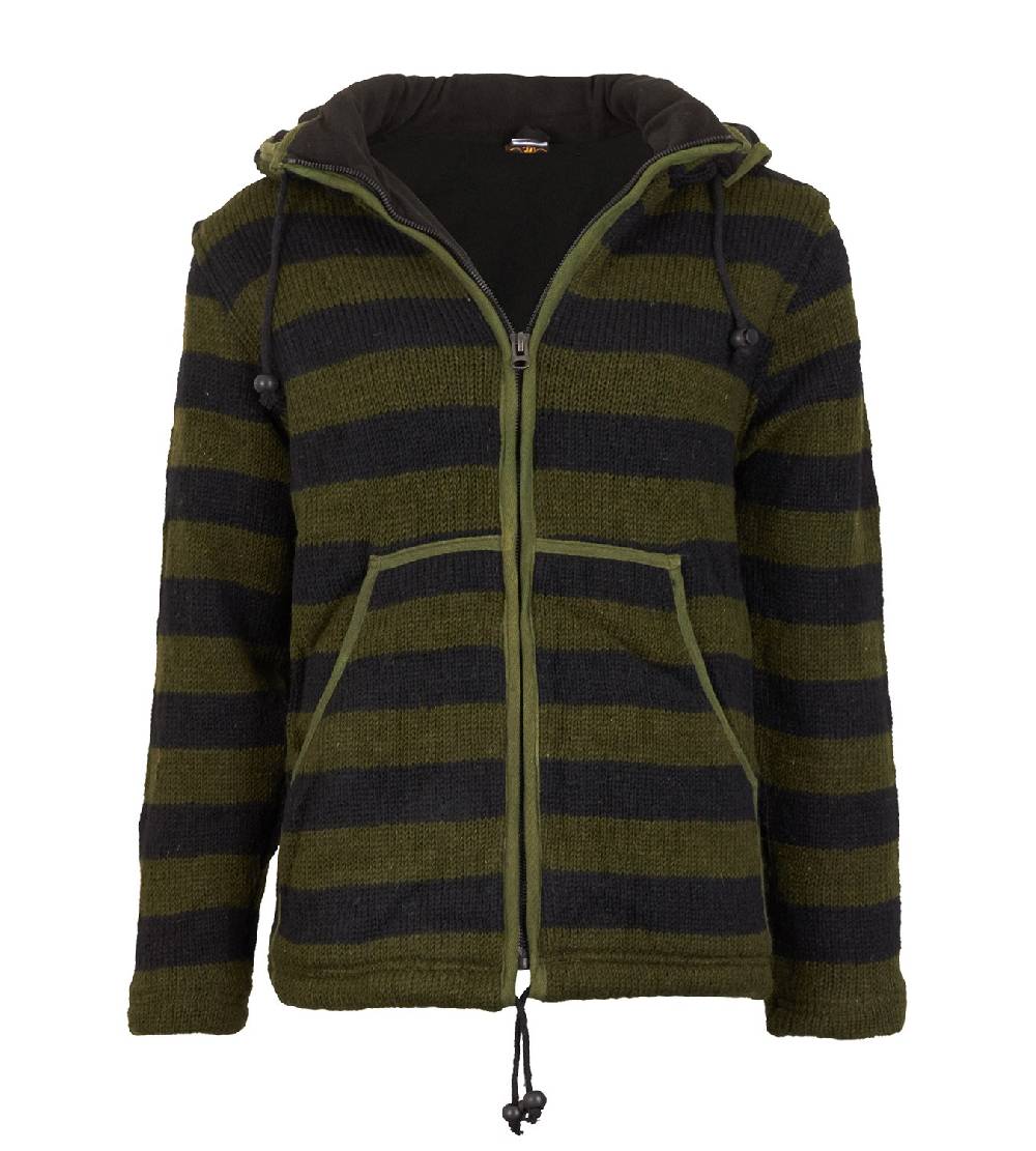 Kunst Und Magie Warme Strickjacke aus Wolle Jacke mit Fleecefutter und abnehmbarer Kapuze Verkauf