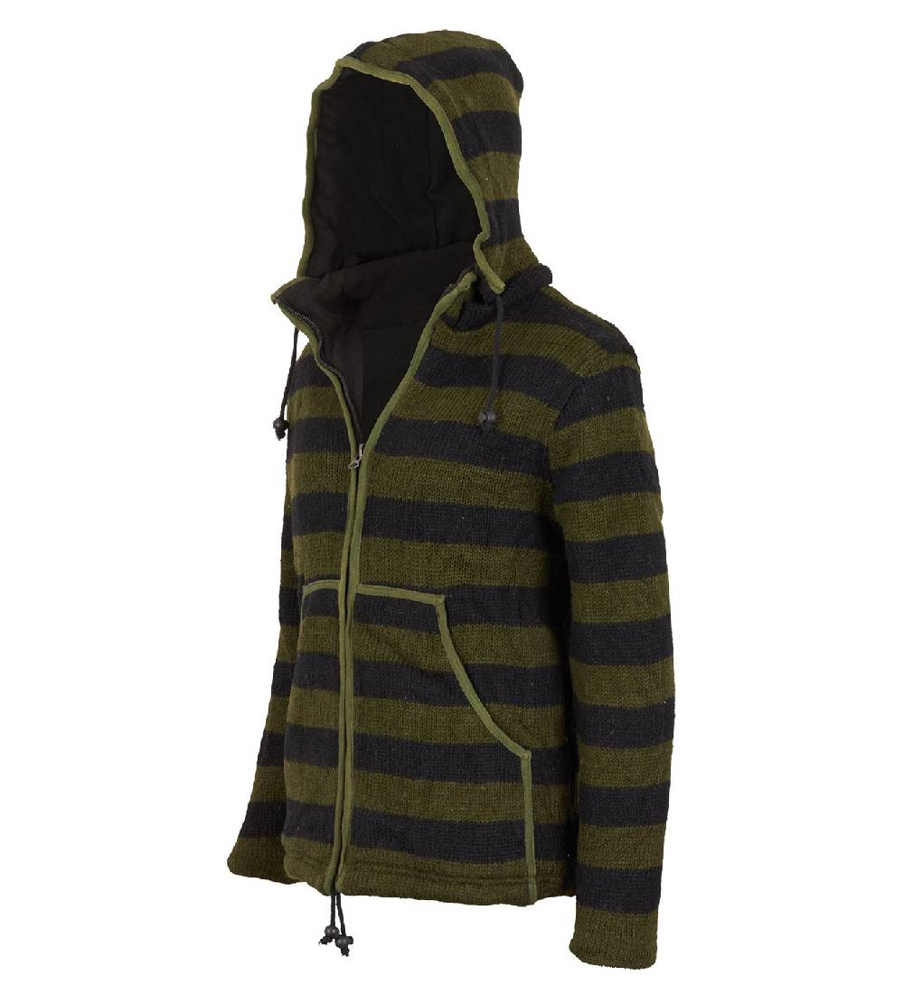 Kunst Und Magie Warme Strickjacke aus Wolle Jacke mit Fleecefutter und abnehmbarer Kapuze Verkauf