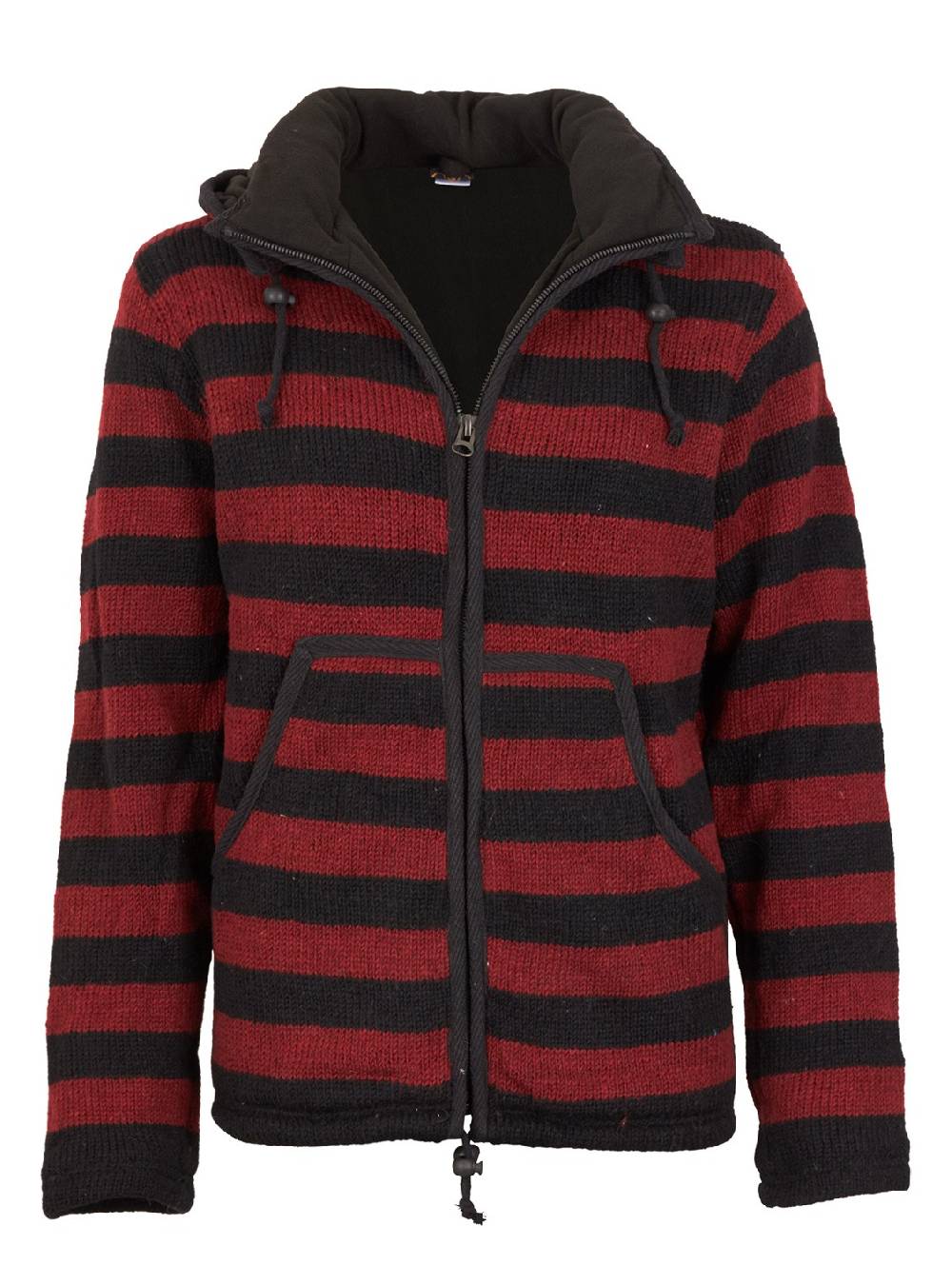 Kunst Und Magie Warme Strickjacke aus Wolle Jacke mit Fleecefutter und abnehmbarer Kapuze Verkauf
