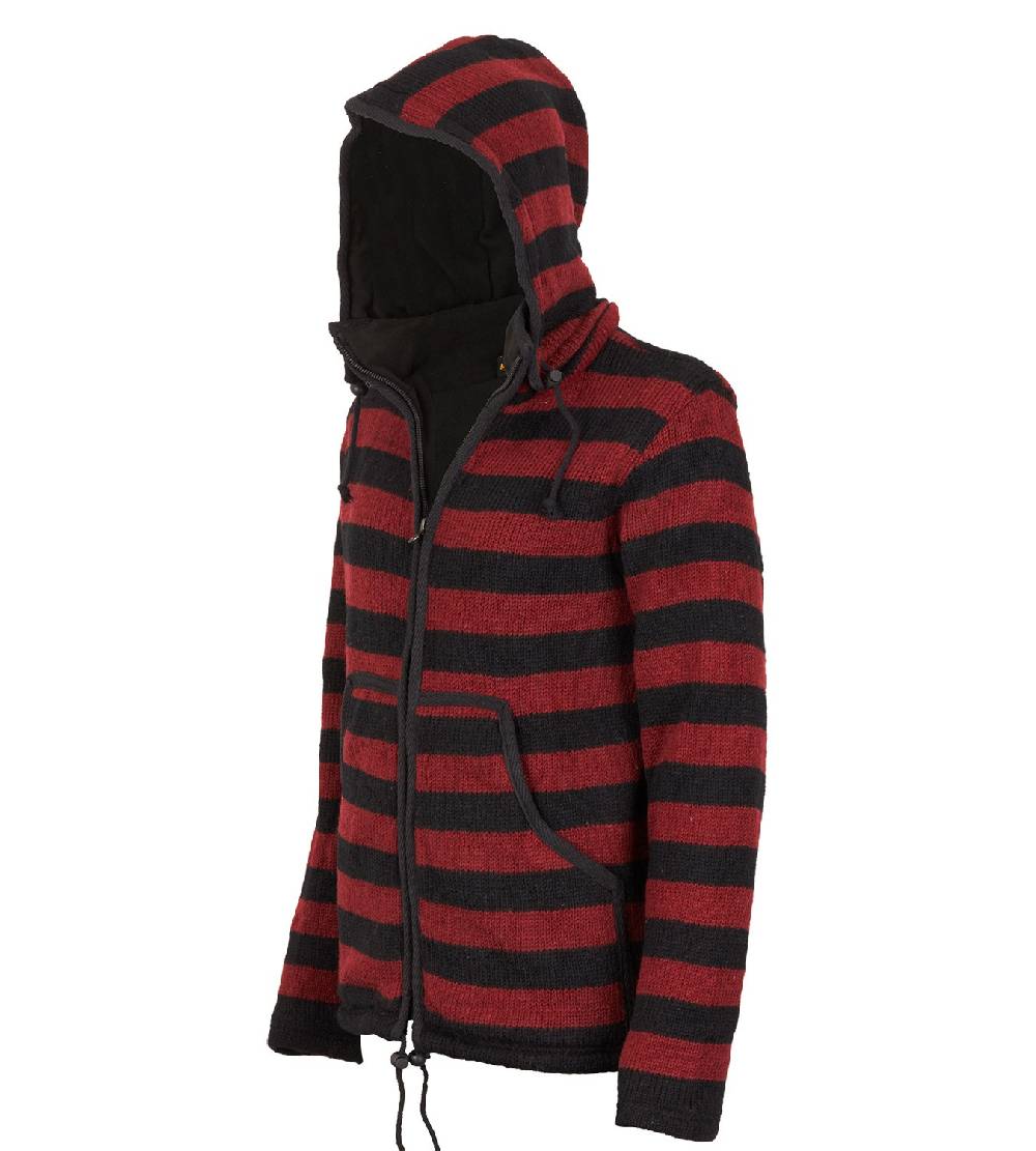 Kunst Und Magie Warme Strickjacke aus Wolle Jacke mit Fleecefutter und abnehmbarer Kapuze Verkauf