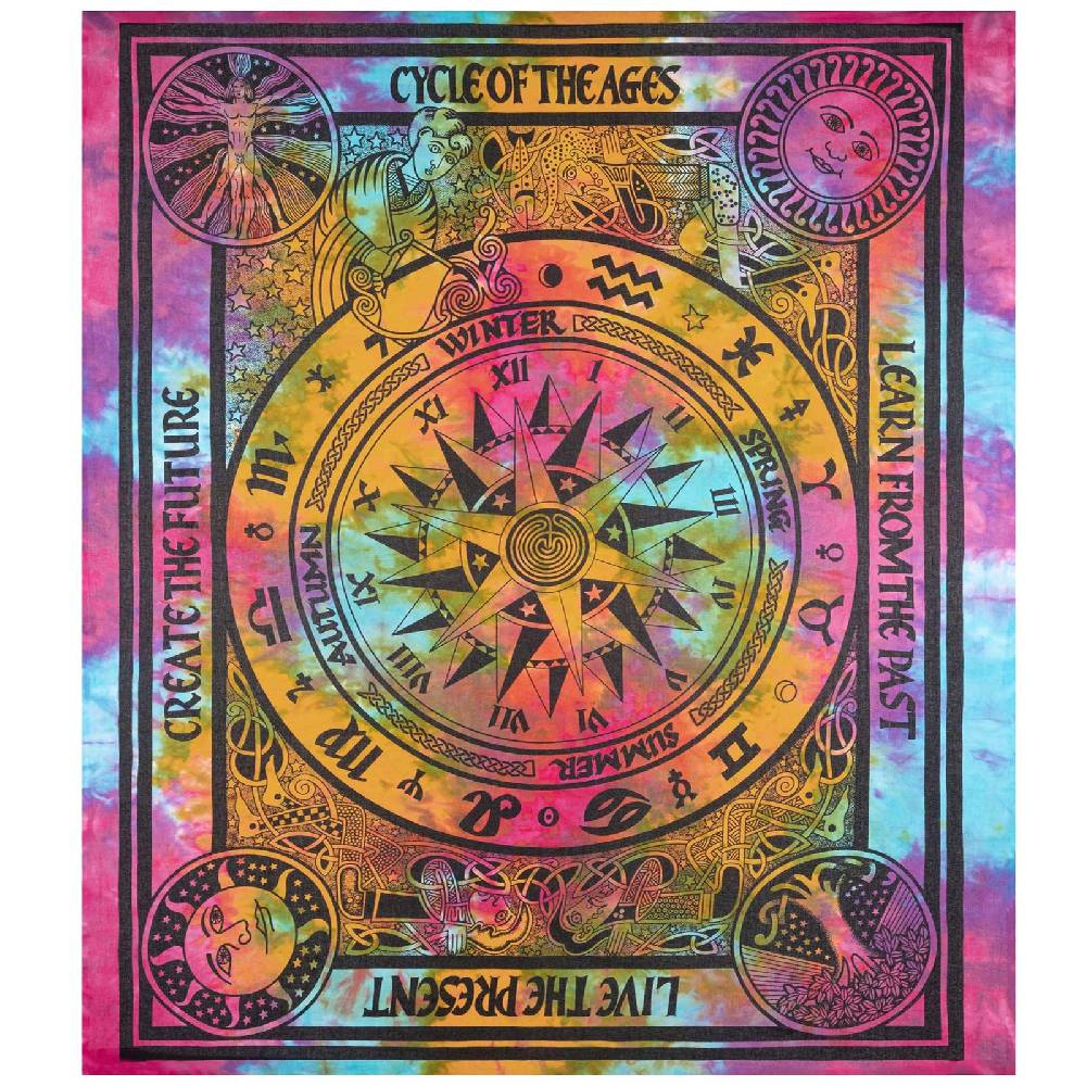 Kunst Und Magie Astrologie Tagesdecke Wandbehang Bunt Deko TuchCycle of the Ages ca.200x230cm Großer Ausverkauf