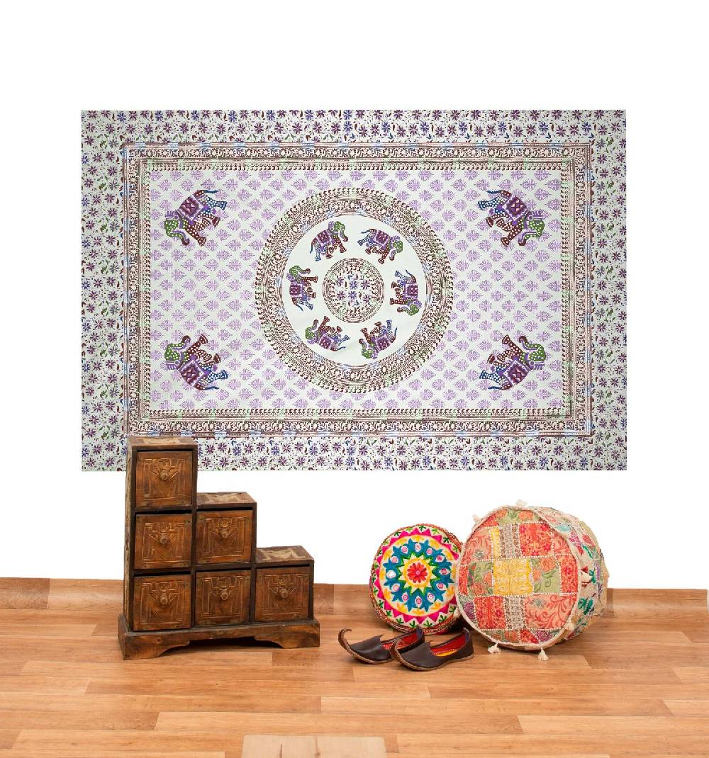 Kunst Und Magie Kunst und Magie Tagesdecke Wandbehang Deko Tuch Elefant Mandala ca 135 x 200cm Flash Sale