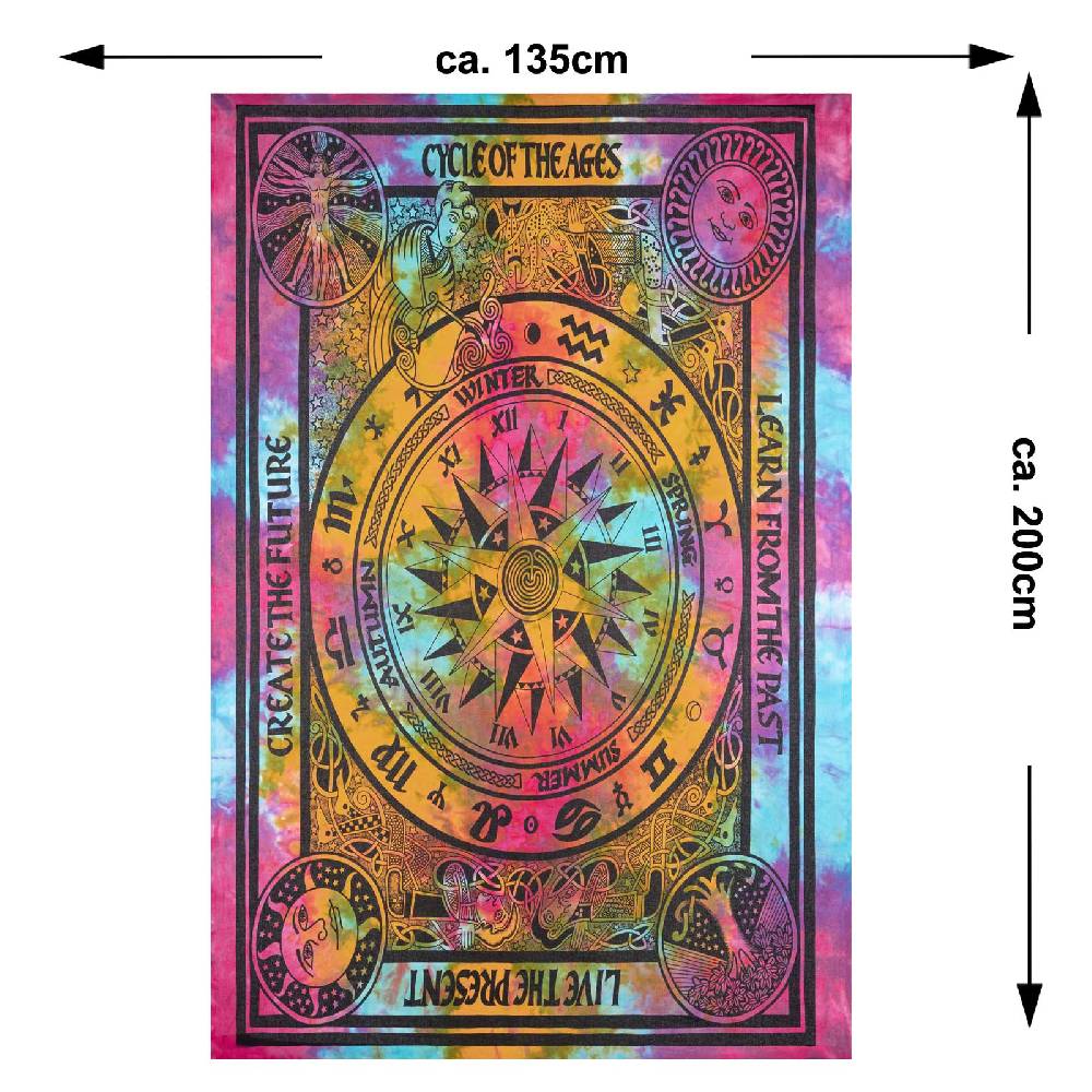 Kunst Und Magie Astrologie Tagesdecke Wandbehang Bunt Deko TuchCycle of the Ages .200x135cm Exklusivangebot